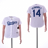 Women Dodgers 14 Enrique Hernandez White Cool Base Jersey,baseball caps,new era cap wholesale,wholesale hats